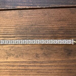 Sterling Silver 925 Gold Tone Tennis Round CZ Bracelet